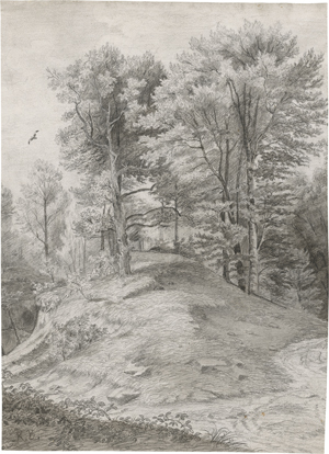 Lot 6812, Auction  121, Buchholz, Karl, Waldpartie mit hügeliger Waldlichtung