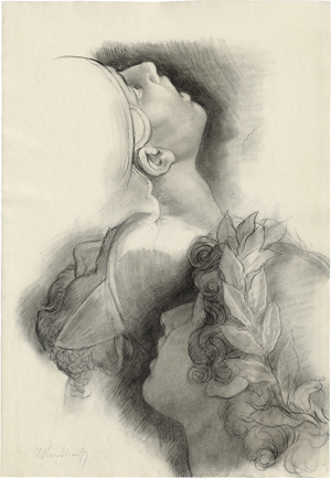 Lot 6864, Auction  121, Kaulbach, Wilhelm von, Kopfstudien zweier behelmter Krieger und eines lorbeerbekränzten Jünglings