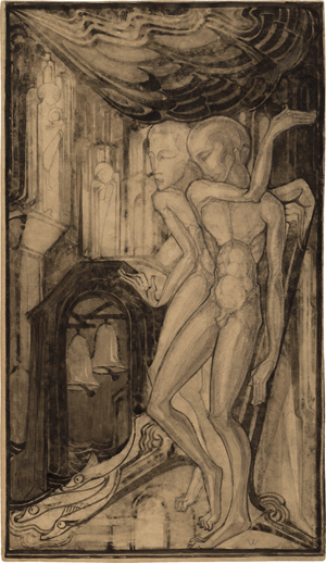 Lot 6867, Auction  121, Niederländisch, 1890er Jahre. Zwei männliche Akte in mystischem Kirchenraum