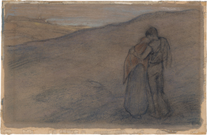 Lot 6904, Auction  121, Hofmann, Ludwig von, Liebespaar auf einem Hügel vor sonnenbeschienener Landschaft.