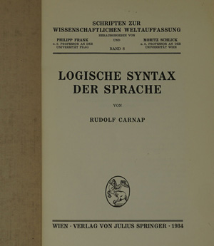 Lot 2156, Auction  122, Carnap, Rudolf, Logische Syntax der Sprache