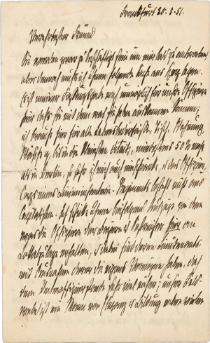 Lot 2390, Auction  122, Bismarck, Otto Fürst von, Eigenhänd. Brief 1851