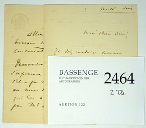 Lot 2464, Auction  122, Délibes, Léo, 2 Briefe