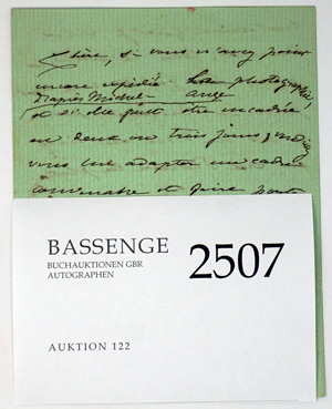 Lot 2507, Auction  122, Wagner, Cosima, Brief an Claire de Charnacé