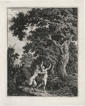 Lot 5297, Auction  122, Kolbe, Carl Wilhelm, Knorrige Eiche, davor greift ein Satyr eine Nymphe an