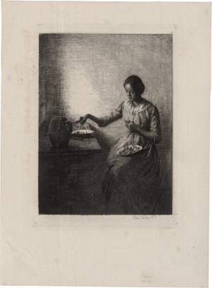 Lot 5418, Auction  122, Ilsted, Peter, Eine junge Frau Pfifferlinge sortierend (Canthareller)