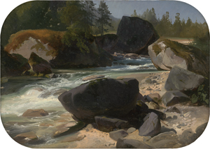Lot 6141, Auction  122, Hummel, Carl Maria Nikolaus, Felsiger Flusslauf an einem Waldrand. 