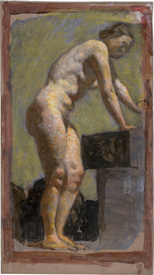 Lot 6795, Auction  122, Rothaug, Alexander, Stehender weiblicher Akt vor grünem Grund