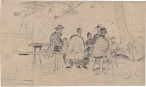 Lot 6799, Auction  122, Tübbecke, Paul Wilhelm, Kleine Gesellschaft in einem Gastgarten