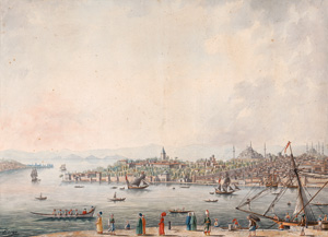 Lot 102, Auction  123, Hafenansicht von Konstantinopel, Aquarell über Graphit  