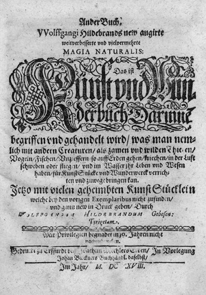 Lot 595, Auction  123, Hildebrand, Wolfgang, New augirte, weitverbesserte und vielvermehrte Magia Naturalis