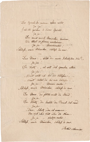 Lot 2311, Auction  123, Chamisso, Adelbert von, Signiertes Gedichtmanuskript