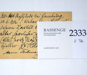 Lot 2333, Auction  123, Liliencron, Detlev von, Postkarte an Arno Holz + Beigabe