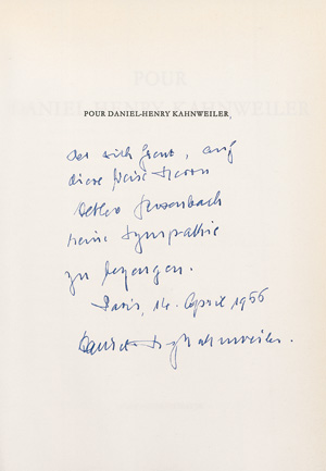 Lot 3320, Auction  123, Spies, Werner und Kahnweiler, Daniel-Henry, Pour Daniel-Henry Kahnweiler (Widmungsexemplar) + 2 weitere Widmungsexemplare