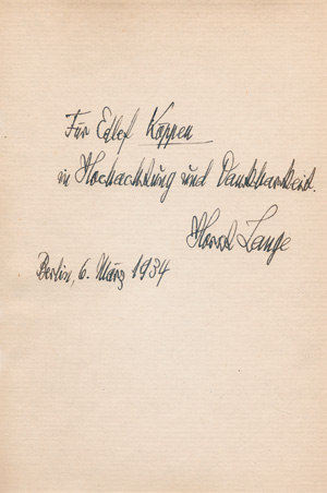 Lot 3356, Auction  123, Lange, Horst, Zwölf Gedichte (Widmungsexemplar)