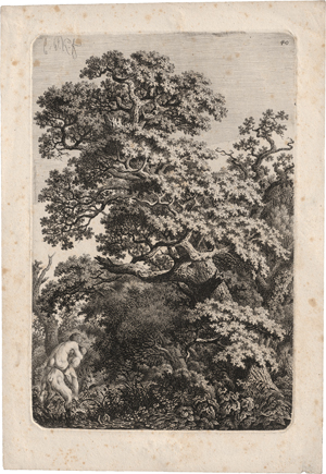 Lot 5232, Auction  123, Kolbe, Carl Wilhelm, Dickicht mit hoher Eiche und Satyr