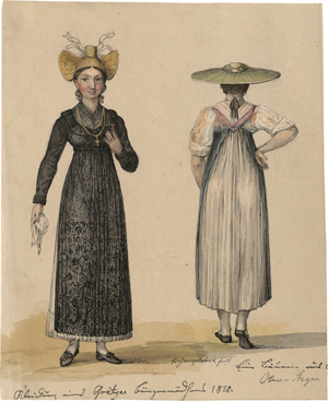 Lot 6661, Auction  123, Großpietsch, Florian, Zwei junge Frauen in Grätzer und Obersteyrischen Trachten