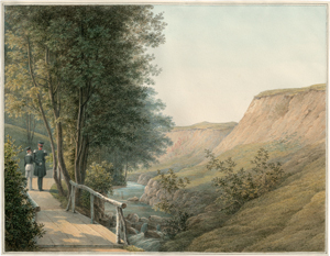 Lot 6667, Auction  123, Tschernezoff, Nikanor Grigorjewitsch, Zar Nikolaus I. mit seinem Sohn Alexander II. auf einem Spaziergang