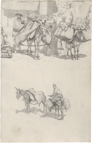Lot 6699, Auction  123, Kittendorf, Johan Adolph, "Toledogade": Händler mit ihren Maultieren in Neapel