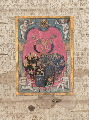Lot 897, Auction  124, Freysleben, Balthasar,  Wappenbrief des Kanonikus für Wolf Wibmer und dessen Familie und Erben