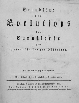Lot 439, Auction  125, Grundsäze der Evolutions der Cavallerie, zum Unterricht junger Officiers. Mit 38 Kupfertafeln. Breslau, Korn, 1795