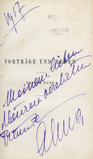 Lot 444, Auction  125, Mahler-Werfel, Alma und Helmholtz, Hermann von, Vorträge und Reden. Braunschweig, Vieweg, 1884