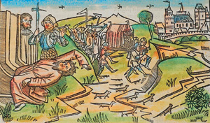 Lot 703, Auction  125, Biblia germanica, Daraus 1 Blatt (Seite127) mit koloriertem Holzstich. Nürnberg, A. Koberger, 17.II.1483