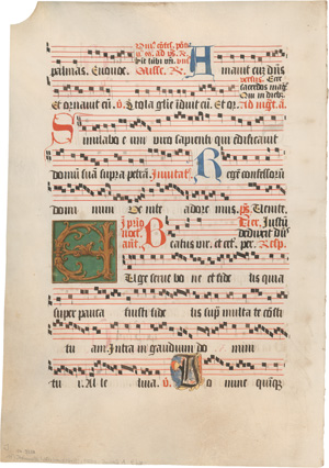 Lot 1023, Auction  125, Antiphonale, 6 Blätter aus drei spätmittelalterlichen Antiphonale-Handschriften. Italien zwischen 1480 und 1540. Mit hübschen Initialen