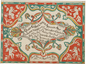Lot 1078, Auction  125, Quaist Cudasch Musical Appertain, Engadiner Musikhandschrift als Monument der rätoromanischen Sprache mit spätbarockem Sgraffito-Schmuck. Bever 1799.