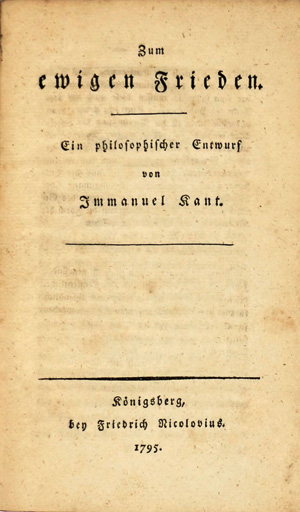 Lot 1791, Auction  125, Kant, Immanuel, Zum ewigen Frieden. Königsberg, F. Nicolovius, 1795. - Erster Druck der ersten Ausgabe