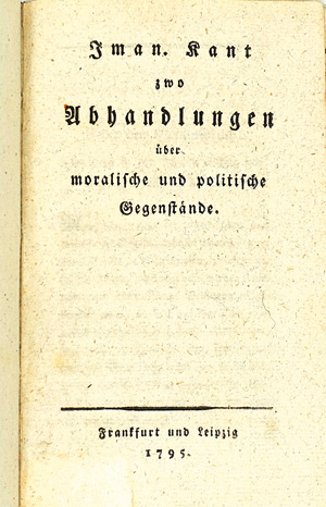 Lot 1792, Auction  125, Kant, Immanuel, Zwo Abhandlungen über moralische und politische Gegenstände. Frankfurt und Leipzig 1795