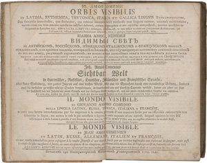 Lot 1819, Auction  125, Comenius, Johann Amos, Orbis visibilis in latina. Moskau, Verlag der Kaiserlichen Moskowitischen Universität, 1768