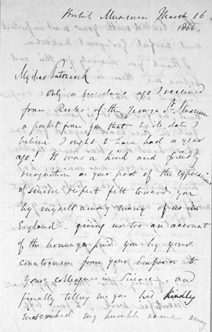 Lot 2067, Auction  125, Maskelyne, Nevil Story, Brief aus dem British Museum. 1866