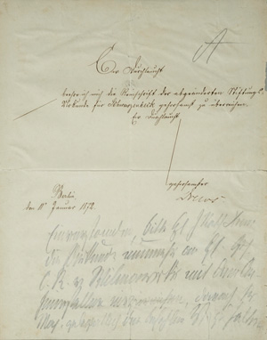 Lot 2088, Auction  125, Bismarck, Otto Fürst von, Schriftstück zu einer Urkunde