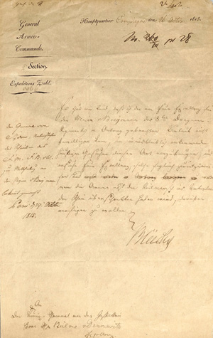 Lot 2090, Auction  125, Blücher, Gebhard Leberecht Fürst von Wahlstatt, Schreiben an General Bülow von Dennewitz