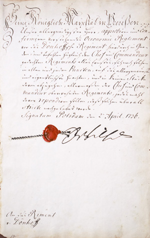 Lot 2097, Auction  125, Friedrich Wilhelm I., König von Preußen, Begleitschreiben zu einem "Ökonomie-Reglement"