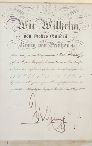 Lot 2117, Auction  125, Wilhelm II., Deutscher Kaiser, König von Preußen, Ordensverleihung an den Bürgermeister von Erfurt. 1891