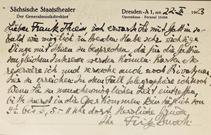 Lot 2149, Auction  125, Busch, Fritz, 2 Briefe und 1 Postkarte an Frank Thiess