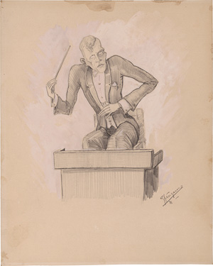 Lot 2158, Auction  125, Knappertsbusch, Hans, Porträt beim Dirigieren. Zeichnung von Helmut Jürgens. 1933