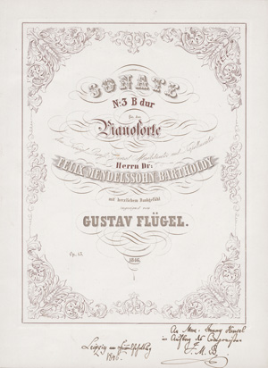 Lot 2169, Auction  125, Mendelssohn Bartholdy, Felix, Zueignung auf einem Noten-Titelblatt. 1846