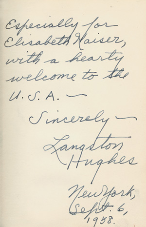 Lot 3162, Auction  125, Hughes, Langston, The Sweet Flypaper of Life. New York, Simon and Schuster, 1955. - Widmungsexemplar