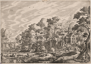 Lot 5028, Auction  125, Bol, Hans - nach, Blick auf ein Dorf mit einem Schloss rechts