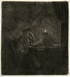 Lot 5195, Auction  125, Rembrandt Harmensz. van Rijn, Nachdenkender Mann bei Kerzenschein