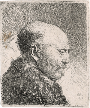 Lot 5207, Auction  125, Rembrandt Harmensz. van Rijn, Kahlkopf nach rechts gewendet