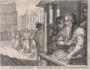 Lot 5213, Auction  125, Saenredam, Jan, Lycurgius im Gespräch über die Beziehung von Gott und Teufel. 