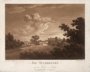 Lot 5258, Auction  125, Chalcographische Gesellschaft Dessau, Die Muldebrücke und das Schloss zu Dessau; Die Ruinenbrücke im Georgen Garten