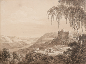 Lot 5331, Auction  125, Zingg, Adrian, Blick über das Elbtal mit Schloss Siebeneichen