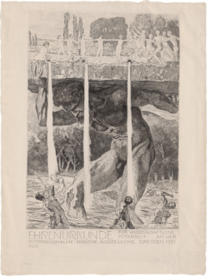 Lot 5439, Auction  125, Klinger, Max, Ehrenurkunde für wissenschaftliche Mitarbeit an der Internationalen Hygiene-Ausstellung