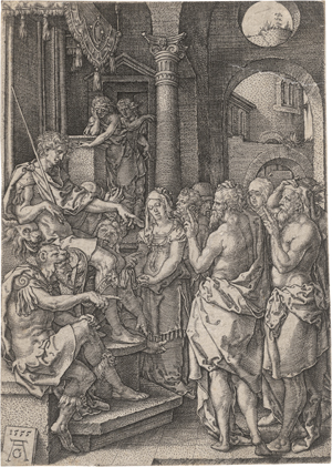 Lot 5468, Auction  125, Aldegrever, Heinrich, Susanna wird des Ehebruchs angeklagt