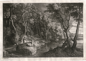 Lot 5492, Auction  125, Bolswert, Schelte Adams, Landschaft mit Hirte und Schafen am Wasser
